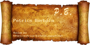 Petrics Borbála névjegykártya